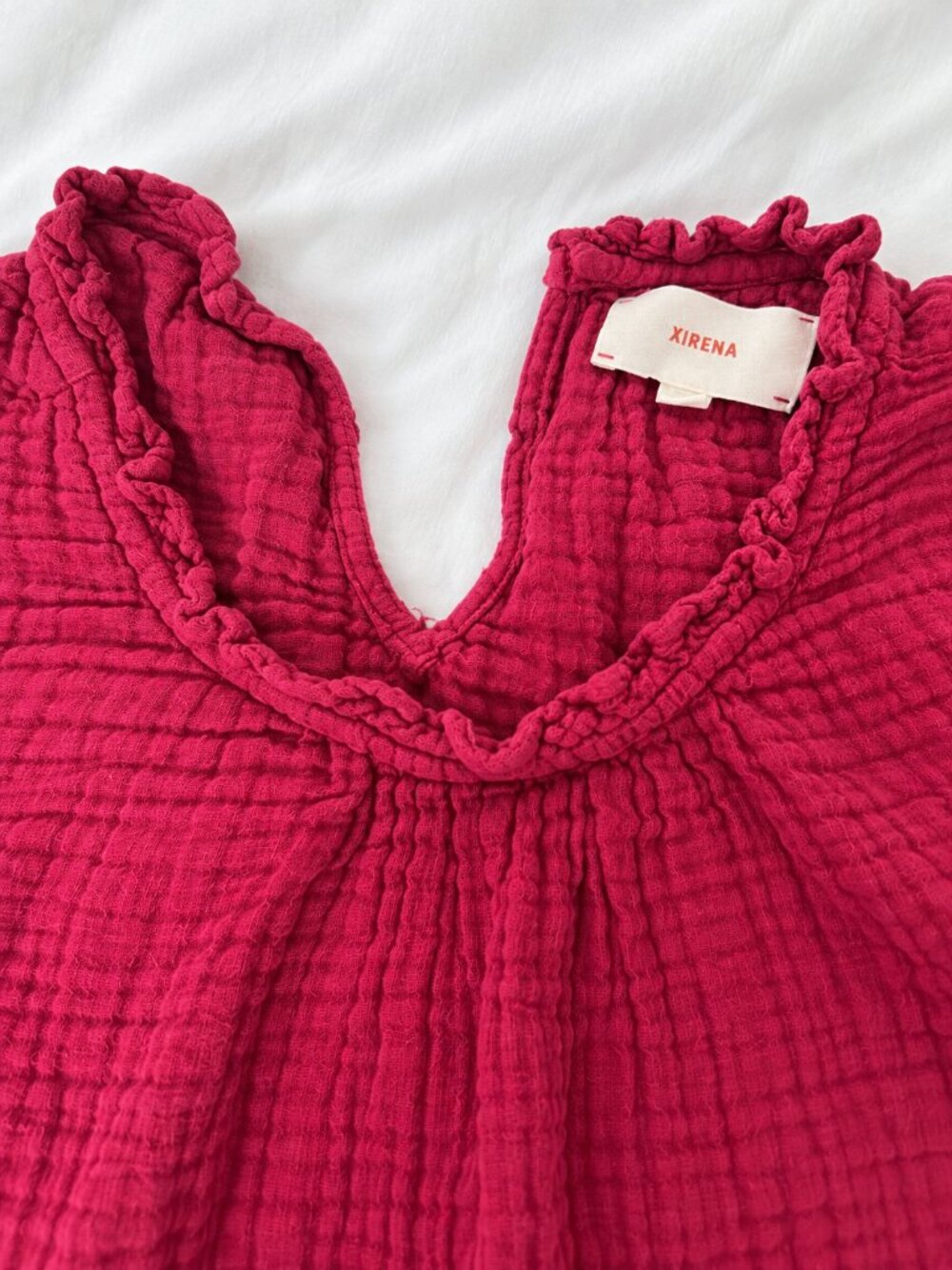 XiRENA Mia Dress Tagged XS Oversized Berry Cotton Gauze Ruffle Tiered Oversized - Picture 5 of 9